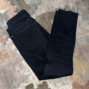 Acne Studios Black Cropped Skinny Distressed Denim jeans Size 28/32